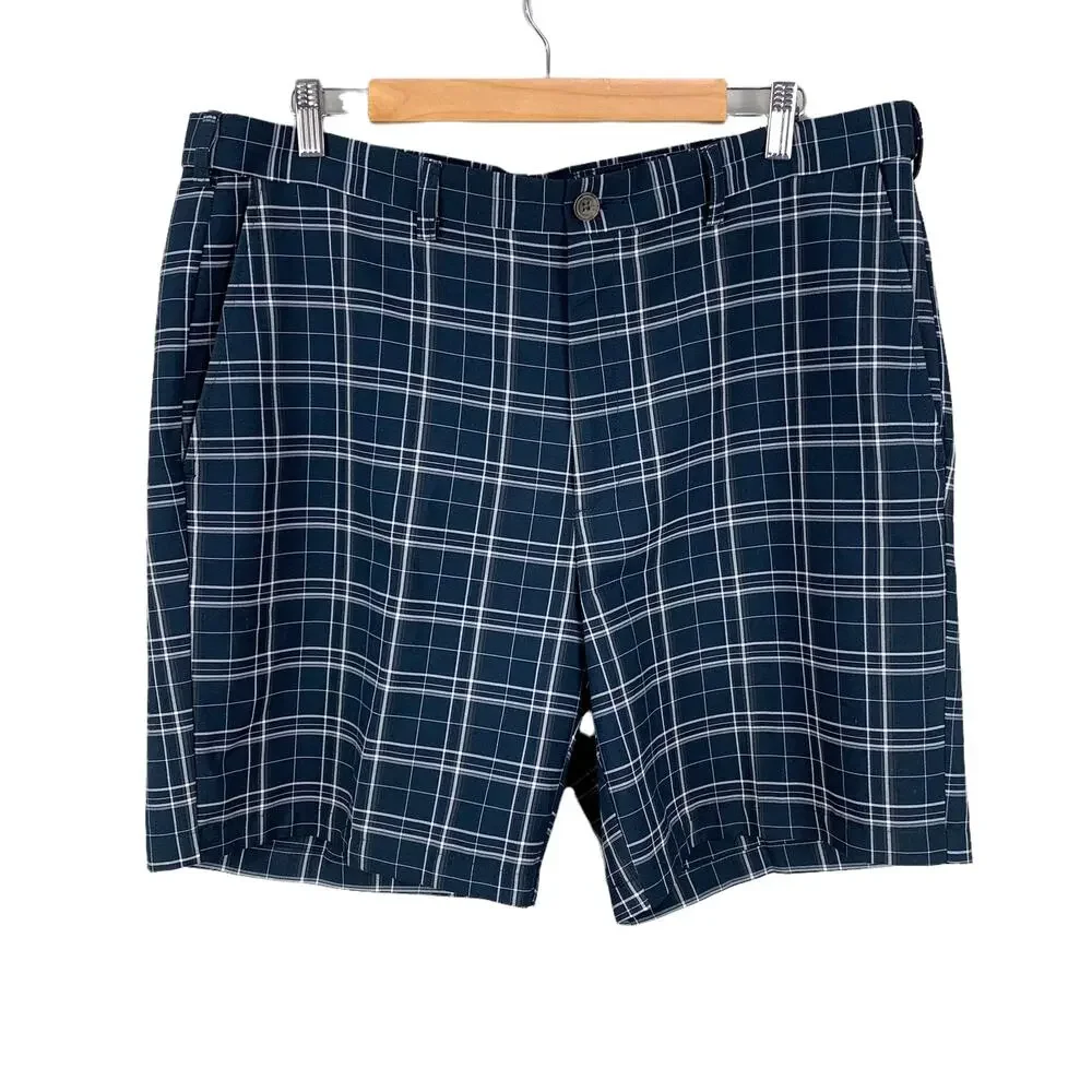 Haggar Moisture-Wicking Golf Plaid Shorts Men's Size 38